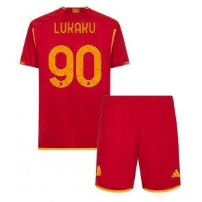 AS Roma Romelu Lukaku #90 Hjemmebanesæt Børn 2023-24 Kort ærmer (+ korte bukser)